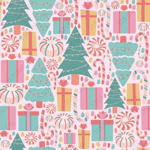 Vintage Pastel Christmas 3 -Printed Vinyl