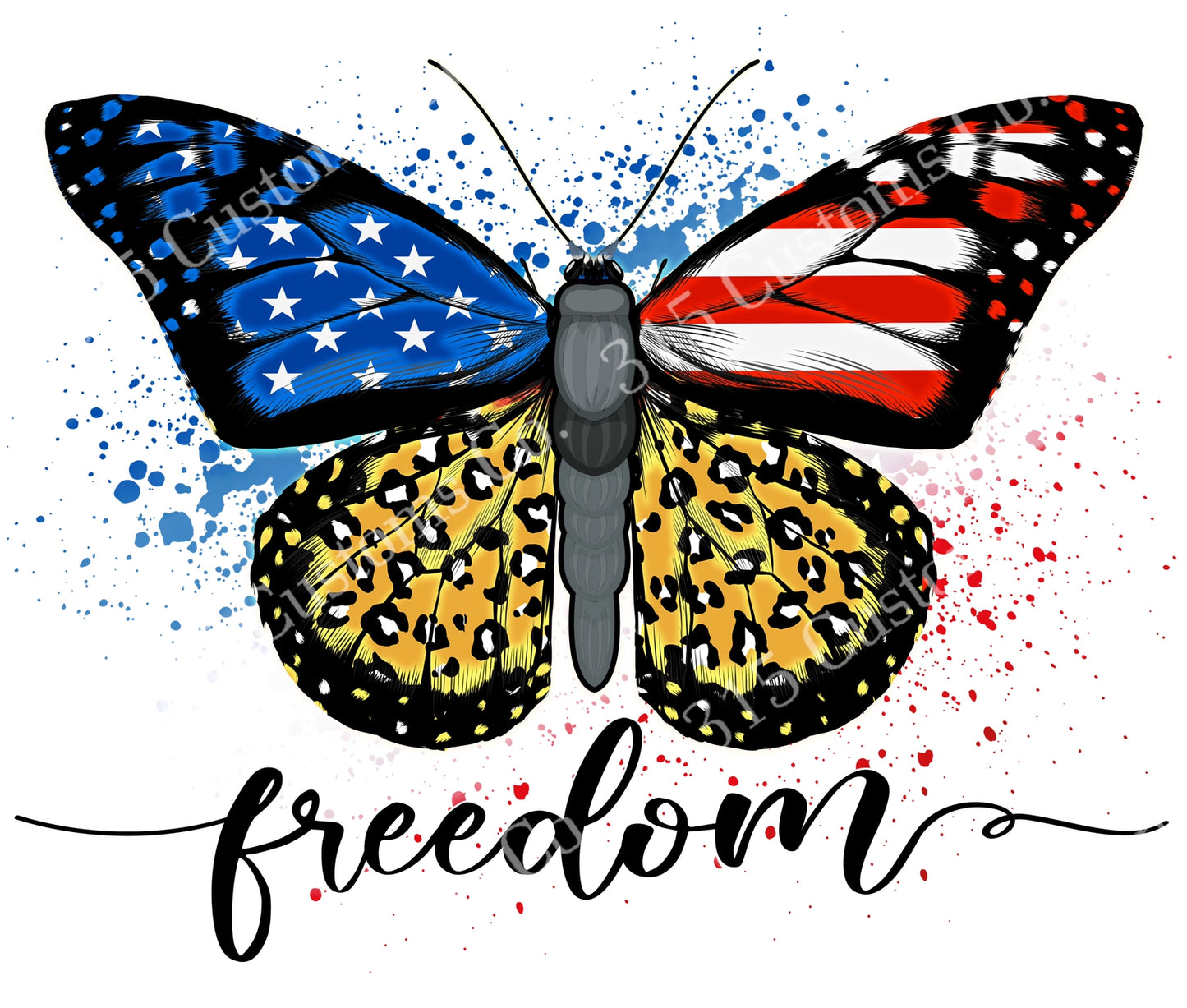 Freedom cheetah/flag butterfly Transfer